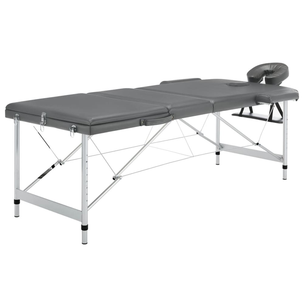 vidaXL Massagebänk med 3 zoner aluminiumram antracit 186×68 cm