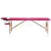 vidaXL Hopfällbar massagebänk 2 sektioner trä rosa