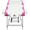 vidaXL Hopfällbar massagebänk 2 sektioner aluminium vit och rosa