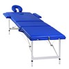 vidaXL Hopfällbar 3-sektions massagebänk med aluminium ram blå