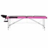 vidaXL Hopfällbar massagebänk 3 sektioner aluminium svart och rosa