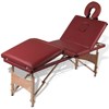 vidaXL Röd hopfällbar 4-sektions massagebänk med träram