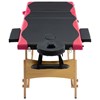 vidaXL Hopfällbar massagebänk 3 sektioner trä svart och rosa