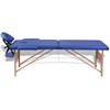 vidaXL Blått vikbart massagebord med 2 zoner och träram