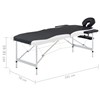 vidaXL Hopfällbar massagebänk 2 sektioner aluminium svart och vit