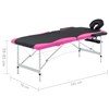 vidaXL Hopfällbar massagebänk 2 sektioner aluminium svart och rosa