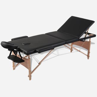 vidaXL Svart vikbart massagebord med 3 zoner och träram