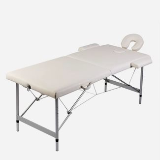 vidaXL Hopfällbar massagebänk med 2 sektioner aluminiumram gräddvit