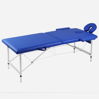 vidaXL Hopfällbar massagebänk med 2 sektioner aluminium blå