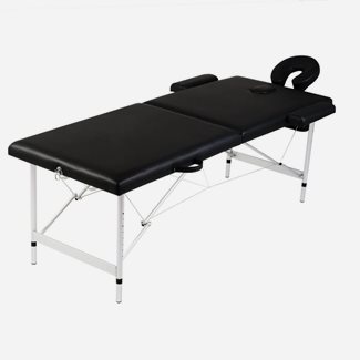 vidaXL Hopfällbar massagebänk med 2 sektioner aluminium svart