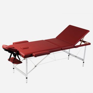 vidaXL Röd hopfällbar 3-sektions massagebänk med aluminium ram