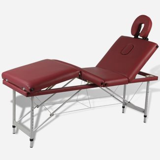 vidaXL Röd hopfällbar 4-sektions massagebänk med aluminium ram