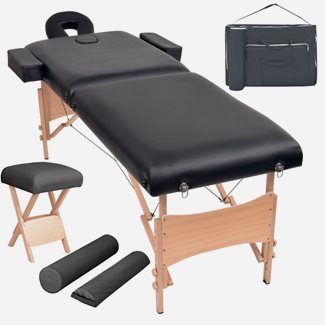 vidaXL Hopfällbar massagebänk 2 sektioner och pall set 10 cm tjock