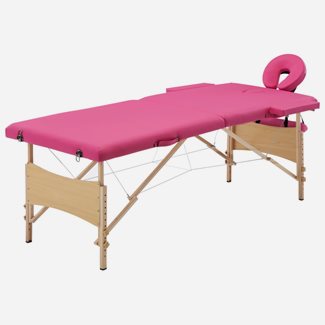 vidaXL Hopfällbar massagebänk 2 sektioner trä rosa