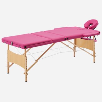 vidaXL Hopfällbar massagebänk 3 sektioner trä rosa