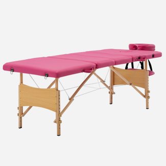 vidaXL Hopfällbar massagebänk 4 sektioner trä rosa