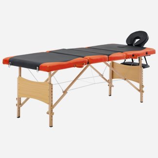 vidaXL Hopfällbar massagebänk 4 sektioner trä svart och orange