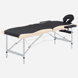 vidaXL Hopfällbar massagebänk 2 sektioner aluminium svart och beige