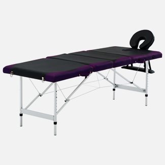 vidaXL Hopfällbar massagebänk 4 sektioner aluminium svart och lila
