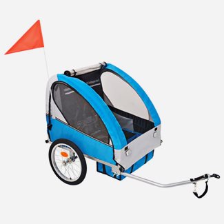 vidaXL Cykelvagn för barn grå och blå 30 kg