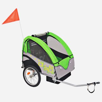 vidaXL Cykelvagn för barn grå och grön 30 kg