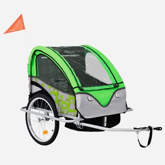 vidaXL 2-i-1 Barncykelvagn & gåvagn grön och grå