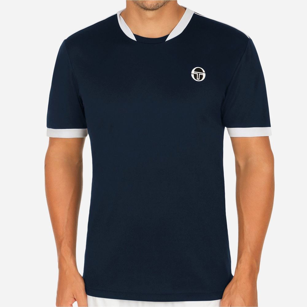 Sergio Tacchini Club Tech T-Shirt Navy/White Padel- och tennis T-shirt herr