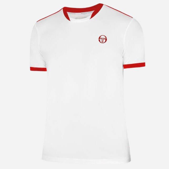 Sergio Tacchini Club Tech T-Shirt White/Red Padel- och tennis T-shirt herr