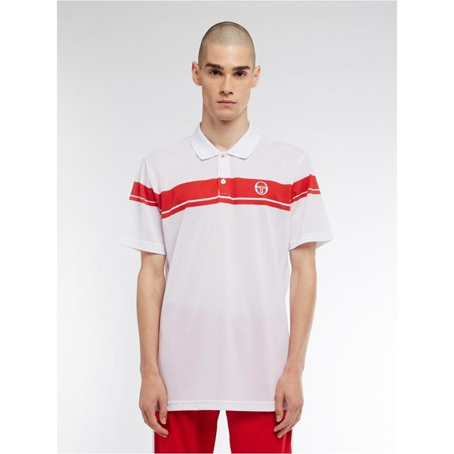 Sergio Tacchini Signature Polo White/Red, Padel- och tennispiké herr