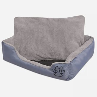 vidaXL Hundbädd med vadderad kudde storlek L grå