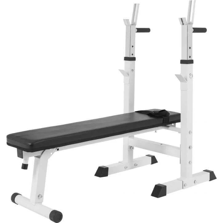 Gorilla Sports Benkpress PRO vektstang, curlstang, manualsett - 100kg, Pakke Stativer & Benker
