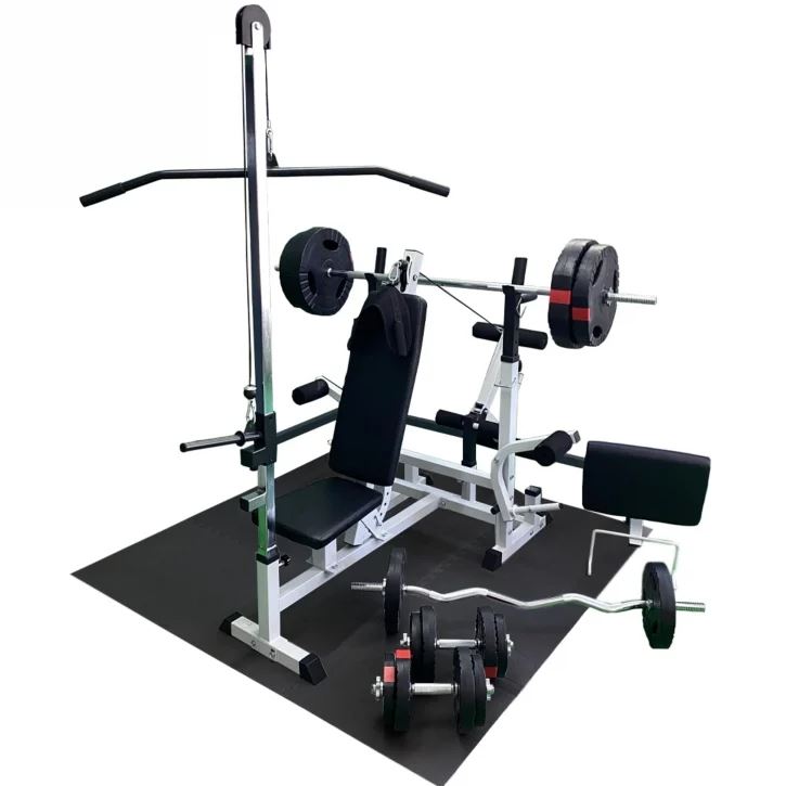 Gorilla Sports Multigym TRIGRIP 100kg – Viktpaket lats gymgolv