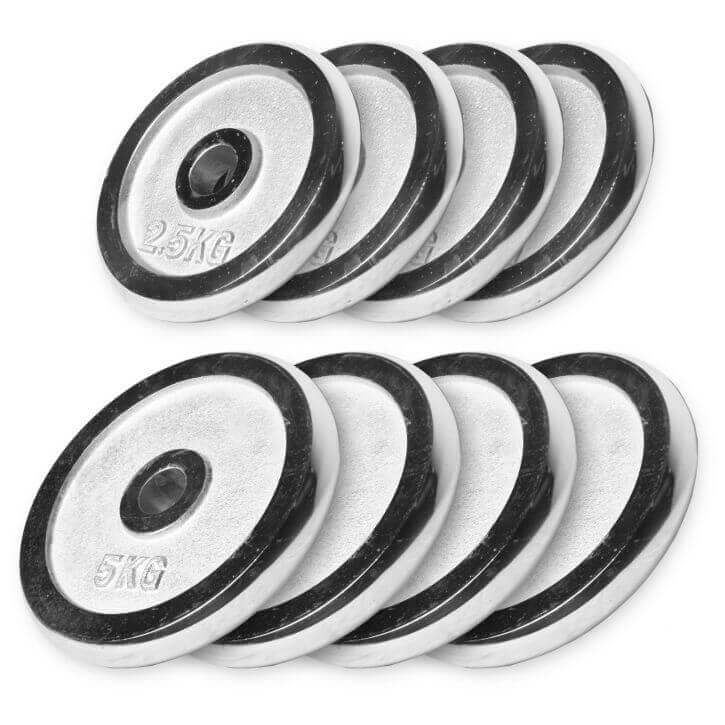 Gorilla Sports Viktskivor CHROME -4×2,5kg 4x5kg Viktpaket järn