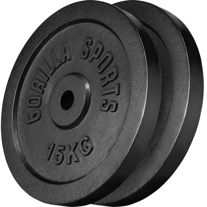 Gorilla Sports IRON Black – 2x15kg Viktskivor järn