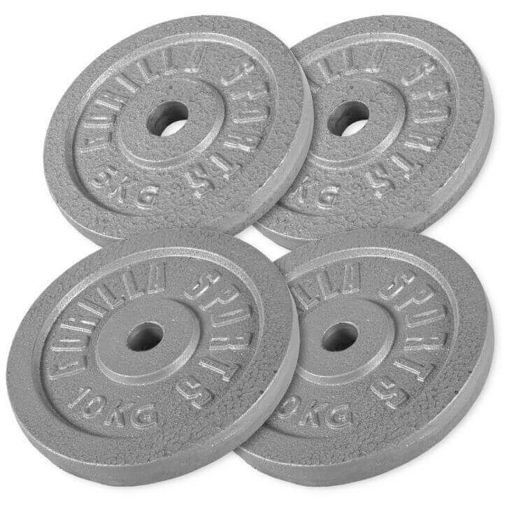 Gorilla Sports Viktskivor IRON Silver – 2x10kg 2x5kg Viktpaket järn