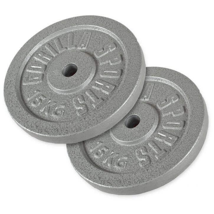 Gorilla Sports IRON Silver – 2x15kg Viktskivor järn