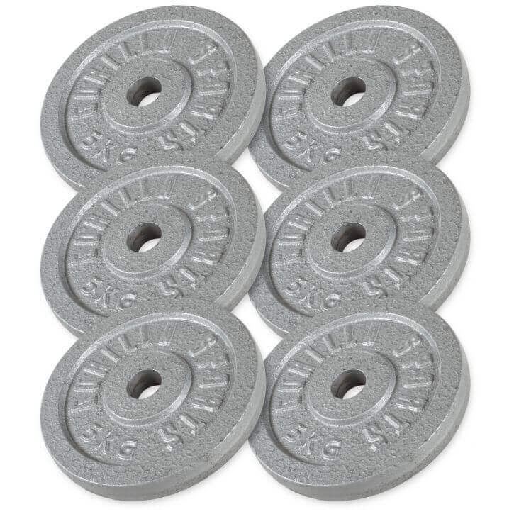 Gorilla Sports Painolevyt IRON Silver – 6x5kg