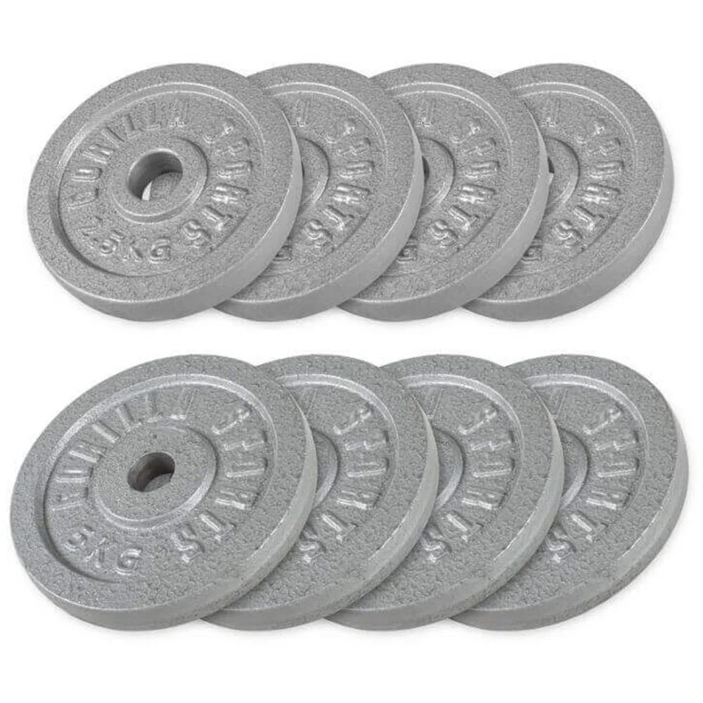 Gorilla Sports Viktskivor IRON Silver – 4x5kg 4×2,5kg Viktpaket järn