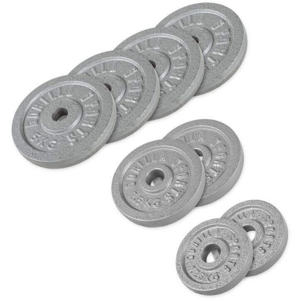 Gorilla Sports Viktskivor IRON Silver – 4x5kg 2×2,5kg 2×1,25kg Viktpaket järn