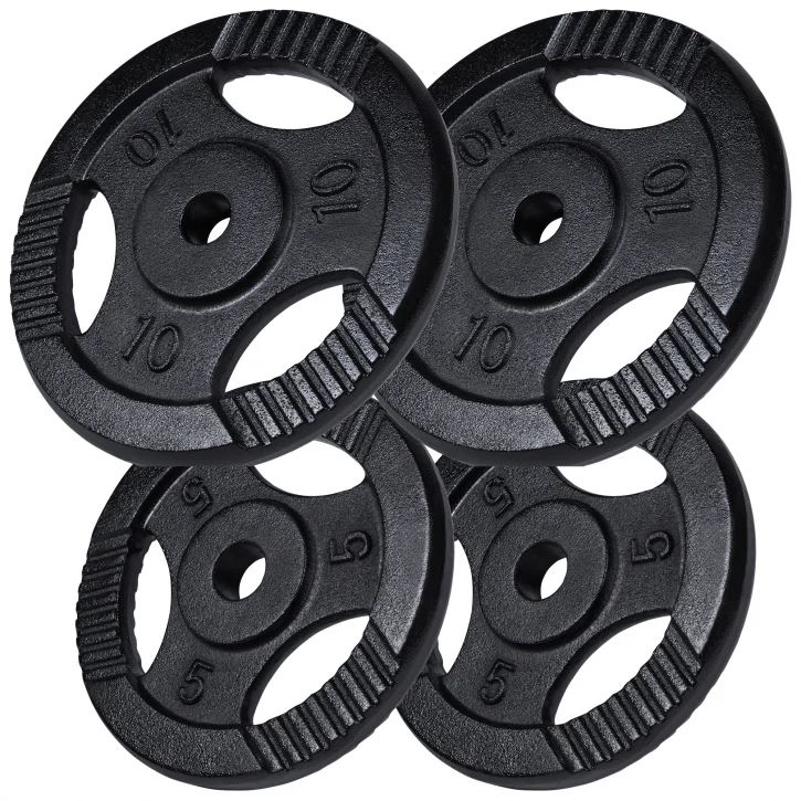 Gorilla Sports Viktskivor TRIGRIP Black – 2x10kg 2x5kg Viktpaket järn