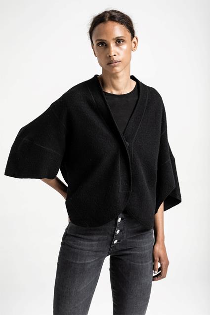 Short wool cardigan