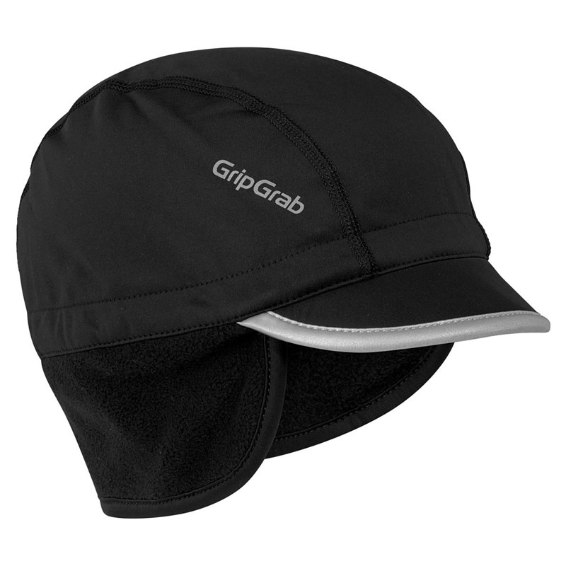 GripGrab Belgian Style Flossad Vindtät Vintercykelkeps Unisex Svart