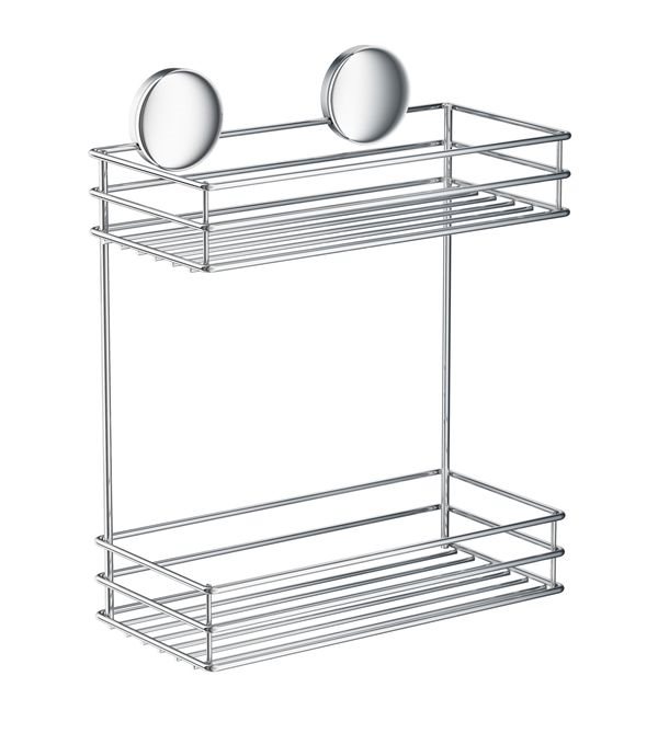 Beslagsboden selvklbende brusekurv, dobbelt, krom rustfrit stl - Smedbo