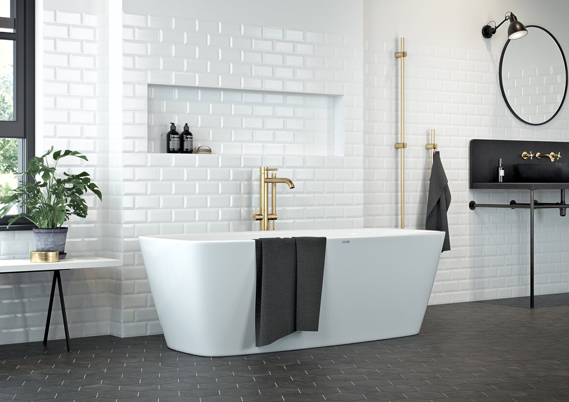 Nordhem Gulvstående Badekarsarmatur Storfors med Håndbruser Messing