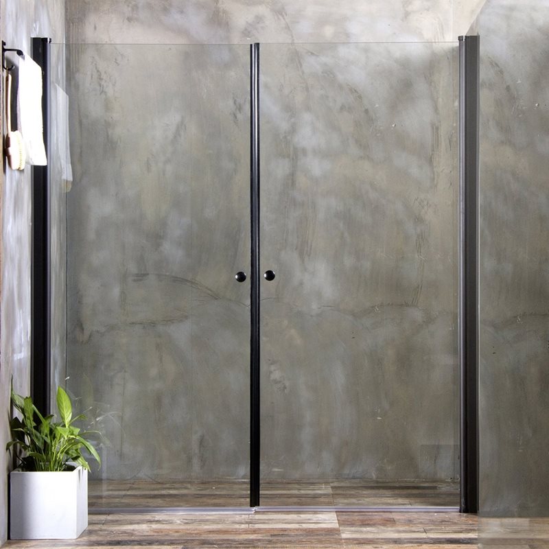 Nicheløsning Bathlife Mångsidig Rak døre 800 + 1000 Klart Glas Sort