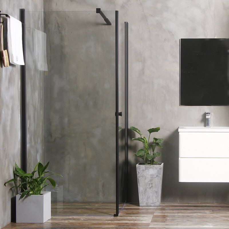 Brusehjørne Bathlife Mångsidig Rak væg 900 + dør 900 Klart Glas SORT