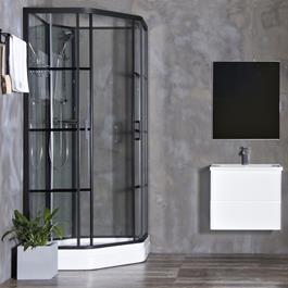 Bathlife Brusekabine Betrakta 90x90 Elegant A/W Klart Glas -Sort Hvid