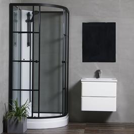 Brusekabine Bathlife Betrakta 80x80 Sort/Hvid Klart Glas