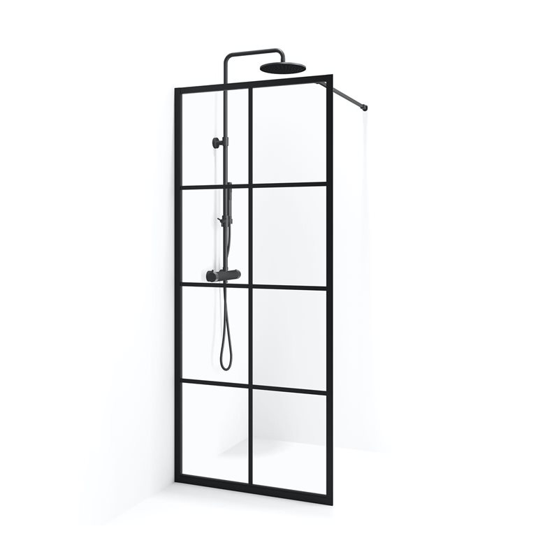 Brusevæg Macro Design Empire Sprosse Mat Sort Klart Glas