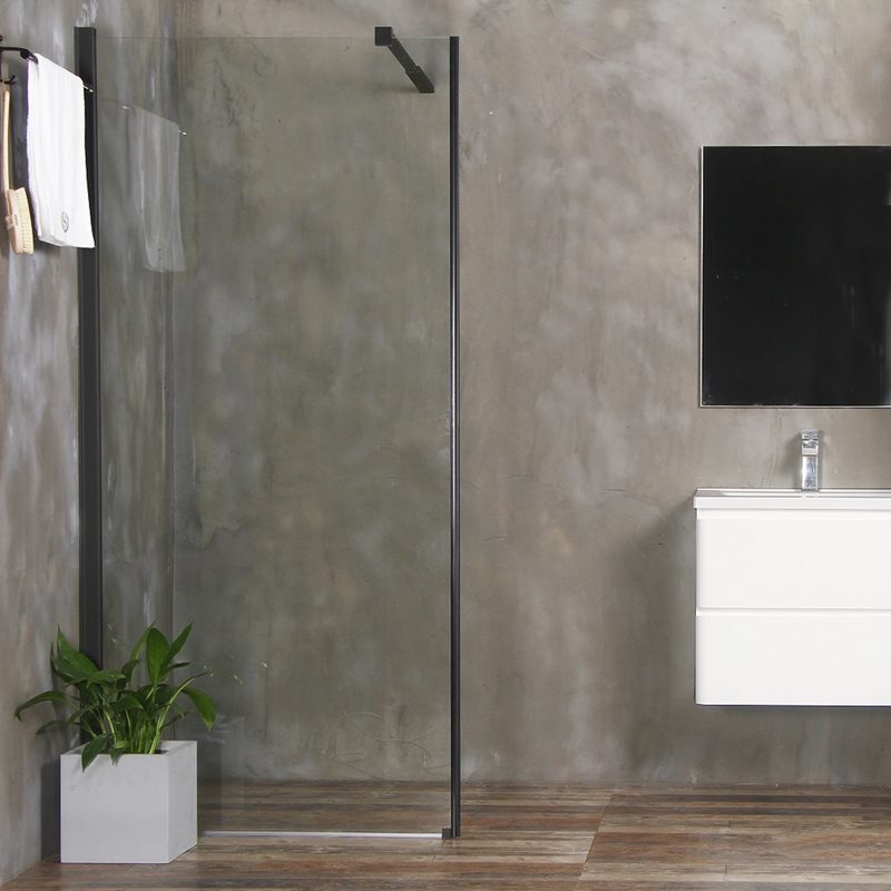 Brusevæg Bathlife Mångsidig Rak 800 Klart Glas SORT